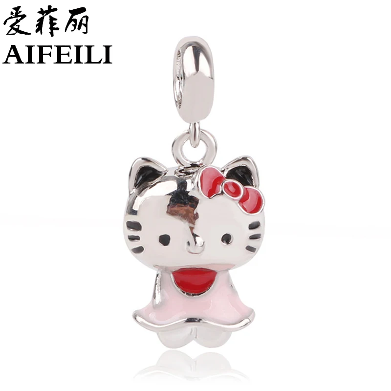 AIFEILI 2018 серебряный цвет hello kitty Шарм Бусины Подходят оригинальный Pandora браслет