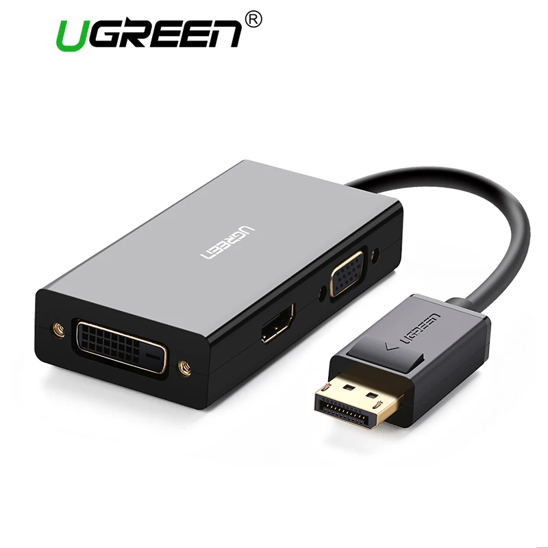 Адаптер Ugreen 3 в 1 для порта дисплея переходник DP HDMI VGA DVI 4K папа Мама кабель