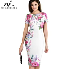 Хорошее-forever винтажное платье с цветочным принтом для работы, белое платье vestidos, деловое облегающее платье-футляр, женское офисное элегантное платье-карандаш B455
