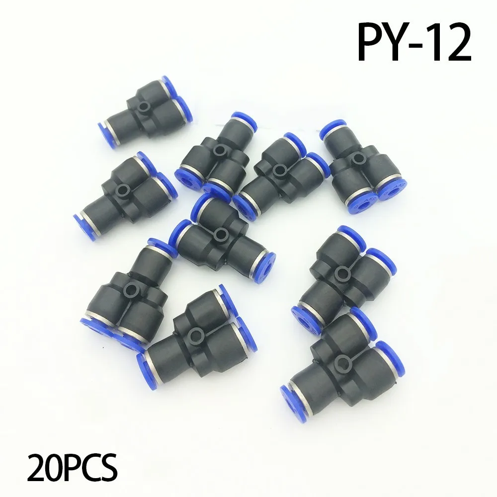 20pcs/lot PY 12 Blue pneumatic quick Y pneumatic pipe fittings 12mm fast pipe joint pipe three