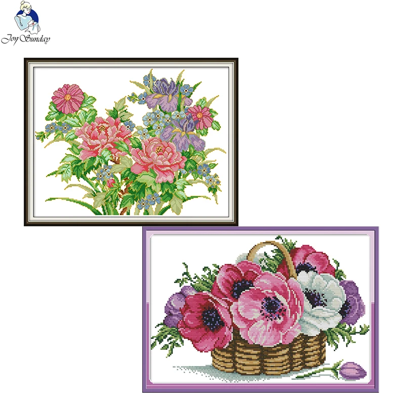 

Beautiful flowers Series Paintings Canvas DMC Counted Chinese Cross Stitch Kits Printed Cross-stitch Embroidery Set Needlework