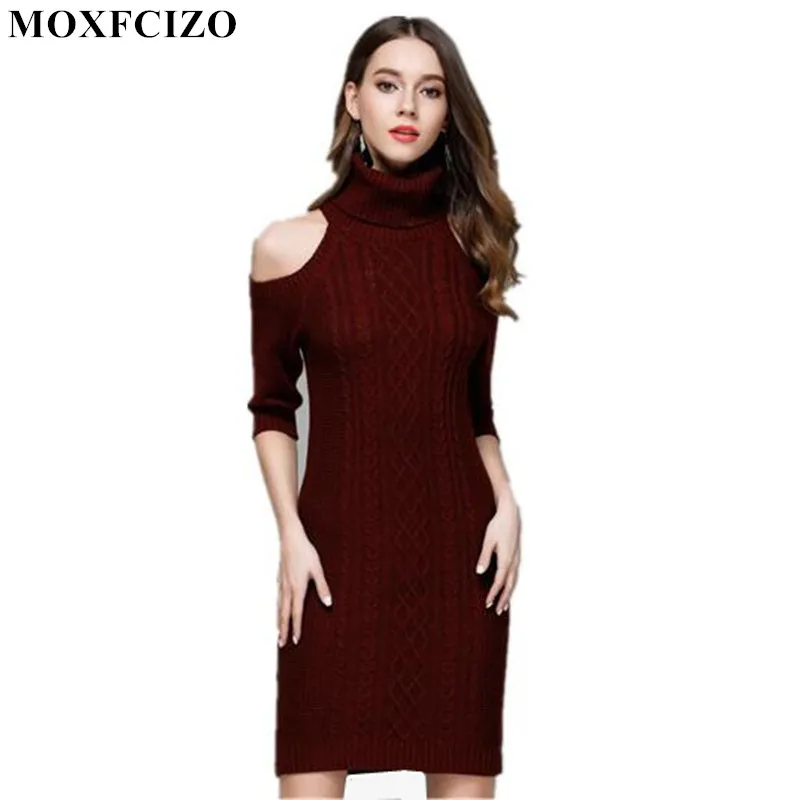 MOXFCIZO 2017 Long Women Sweater Dress Pullover Loose Knitted Vestidos Longo font b Robe b font
