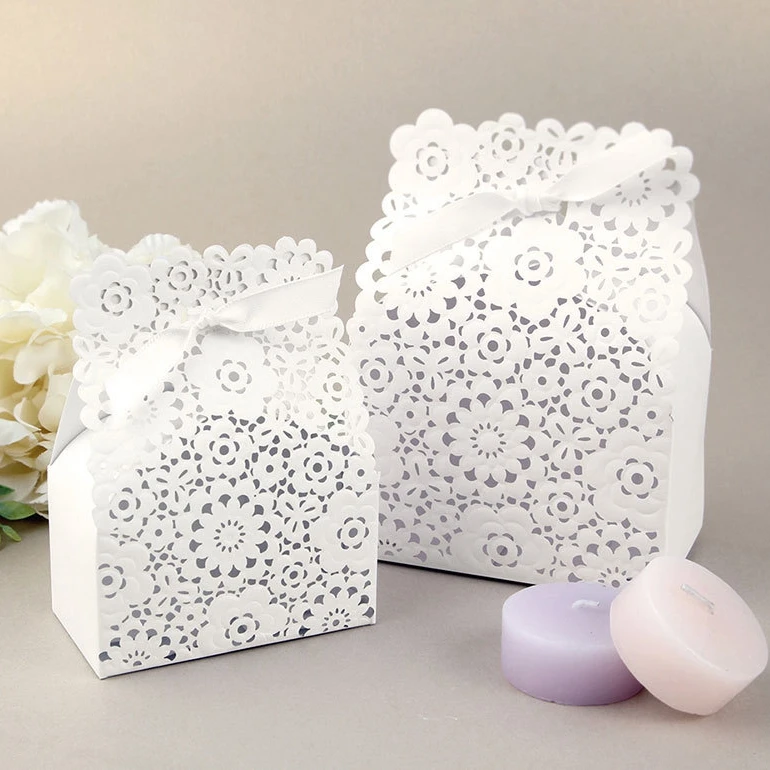 

White flower Paper Box,candy box,wedding favor bag,Party favor bags 30set/lot