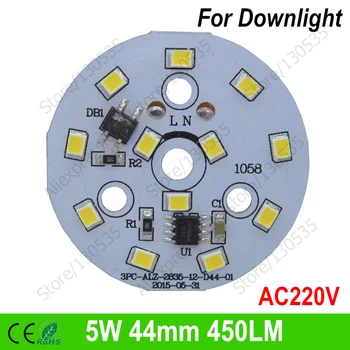 

50pc 220V led 5W 2835smd pcb integrated driver aluminum plate Needn't Driver AC220v Directly For lamp lighting