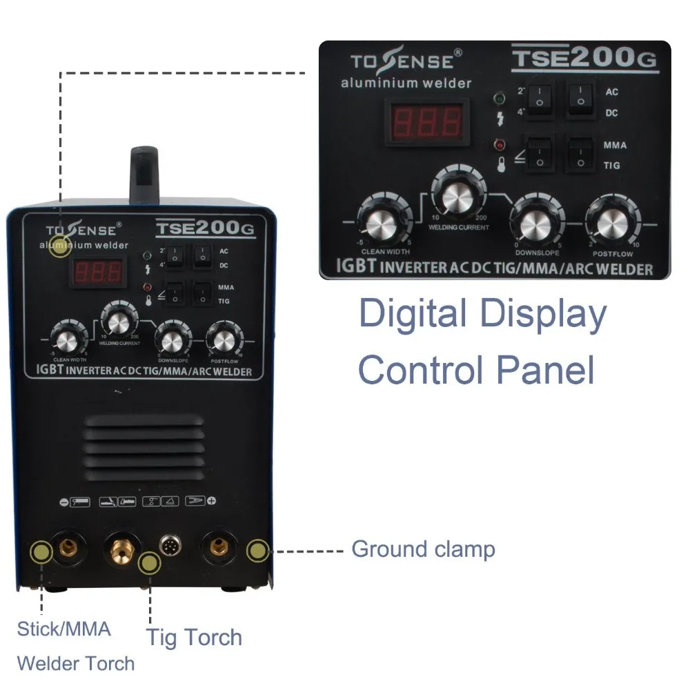 IGBT TIG/ MMA Welder TSE200G AC/ DC Square-wave Inverter 200A 4 Welding Method Machine For Aluminum, Stainless Steel, etc