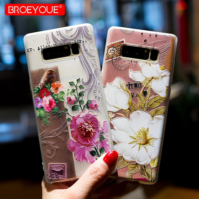 

BROEYOUE Case For Samsung Galaxy S9 S8 S7 Edge Plus Note 8 4 3 J2 J3 J5 J7 A3 A5 A7 2016 2017 Prime 3D Relief TPU Silicone Cases