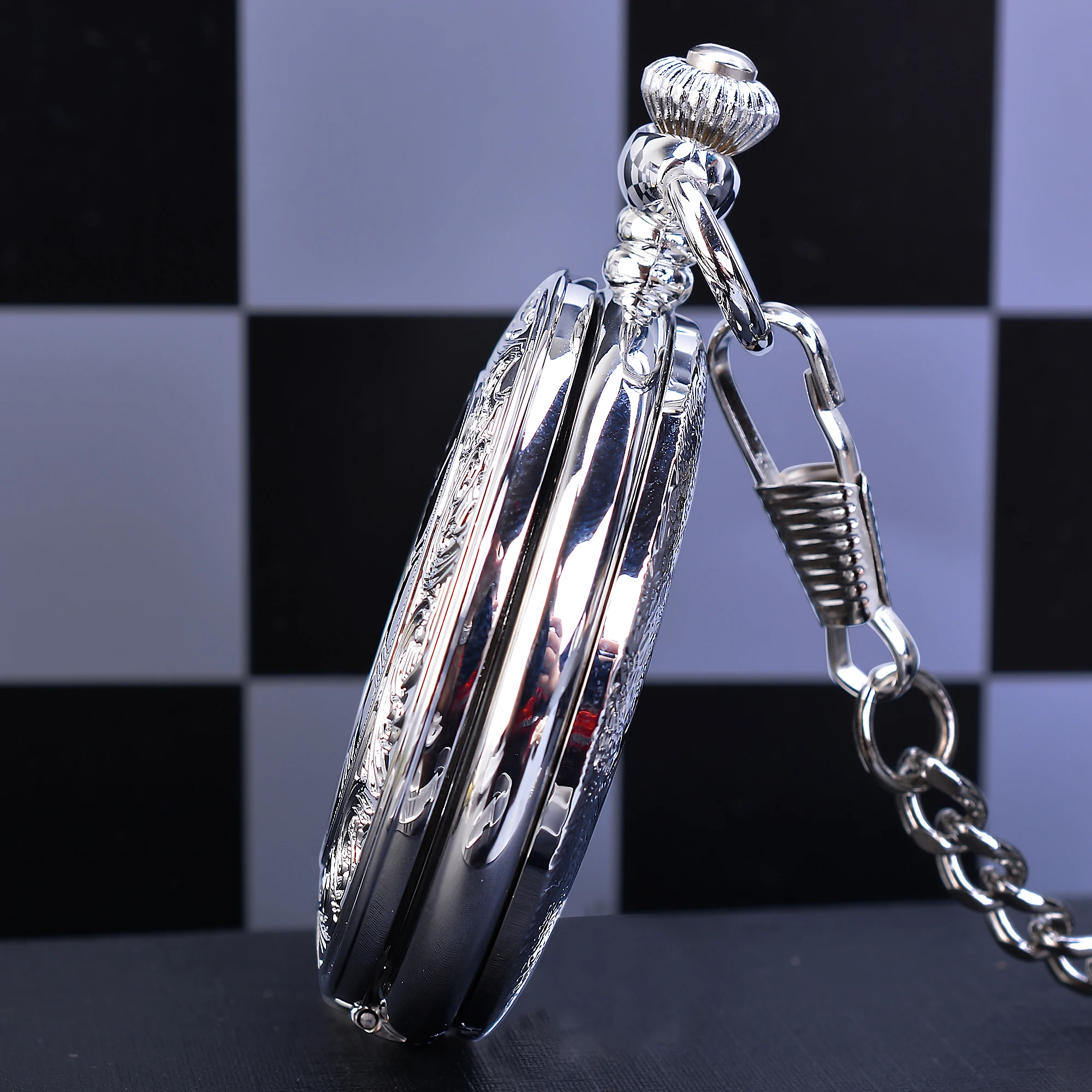 Classic Silver Pocket Watch Men Fob Watches Clock Roman Number Hunter Hand Wind Mechanical Relogio De 5