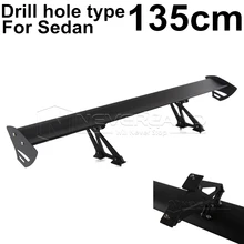 135cm 53'' Black Universal Single Deck Sedan Adjustable Car Rear Wing Trunk Racing Spoiler Lightweight Aluminum Drill Hole 135cm 53'' Black Universal Single Deck Sedan Adjustable Car Rear Wing Trunk Racing Spoiler Lightweight Aluminum Drill Hole