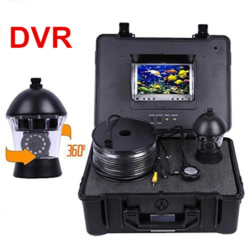 20m Cable Underwater Fishing Camera Rotate 360 Degree 12Pcs White Leds