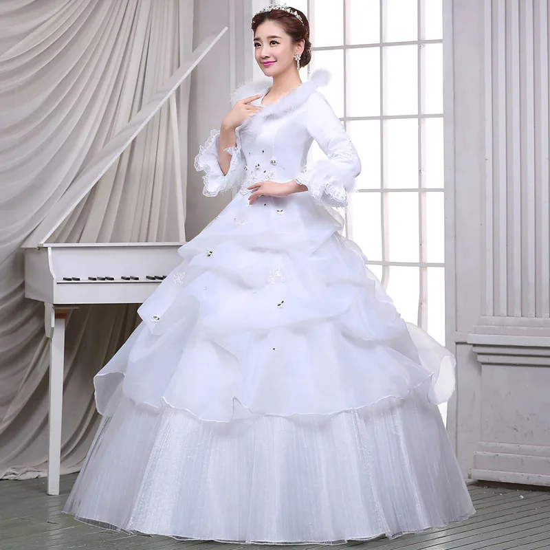 2018 New Arrival O neck Ball Gown Lace Up Beaded Floor length Wedding