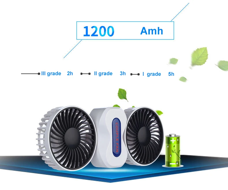 Portable Couples Fan Rechargeable Battery Air Conditioning 2 Motors Ventilador Fans Mini USB Desk Fan Electric Fan with 5 blades (13)