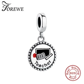 

FOREWE Teacher's Day Charm Beads 925 Sterling Silver Jewelry fit Pandora Original Charm Bracelet Necklace Teacher's Gift