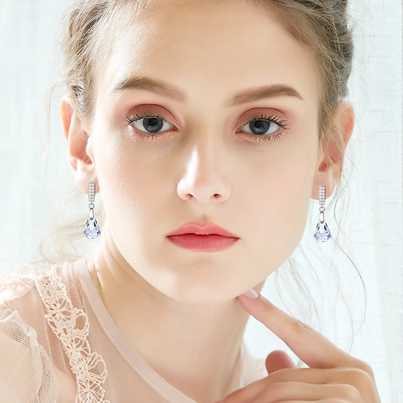 CDE 925 пробы серебряные серьги, украшенные кристаллами Swarovski, висячие серьги с кристаллами, Женские Ювелирные изделия из серебра Brinco