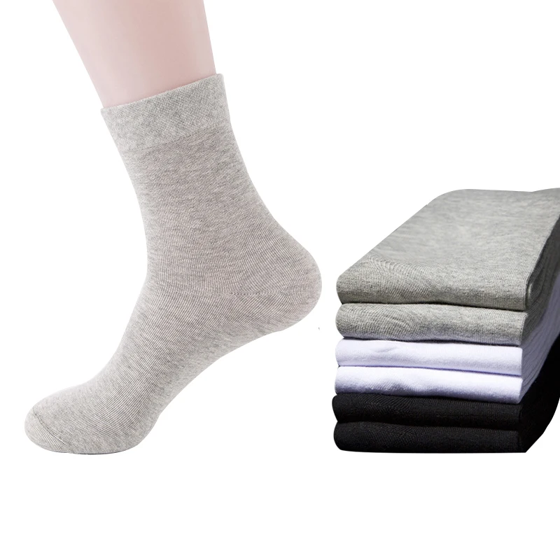 5 пар Для мужчин носки из чесаного хлопка Для мужчин носок Дезодорант пот-абсорбент Трубки Прочный черный, белый цвет чистый цвет Для мужчин