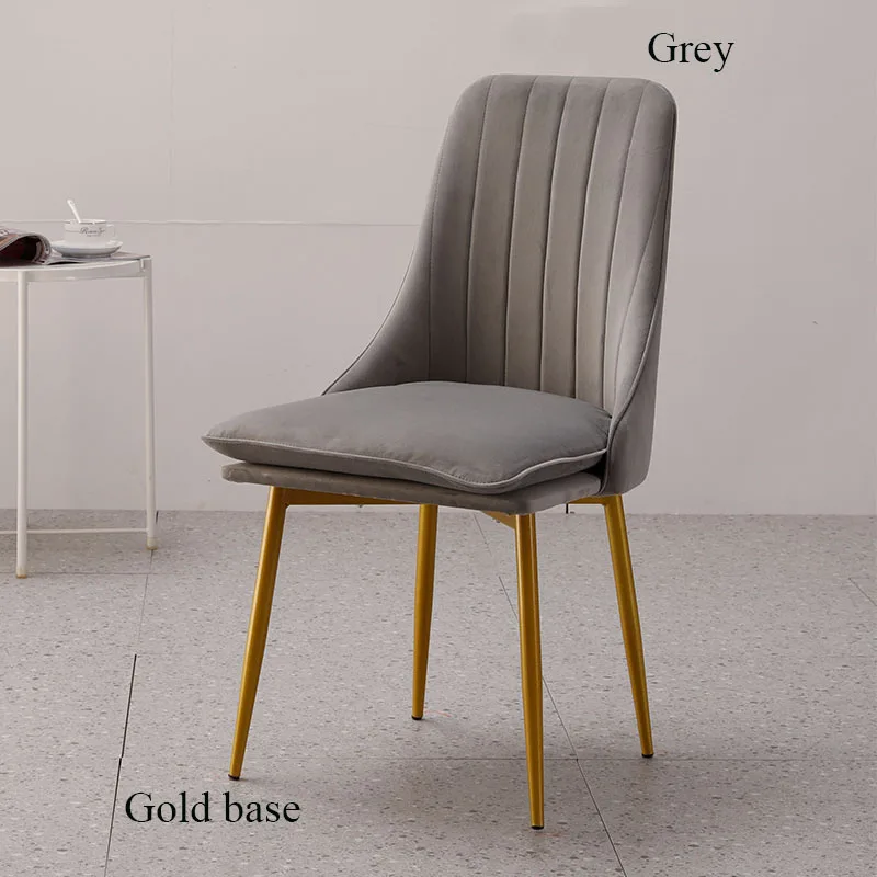 Современный минималистичный спонж бархатный стул для ресторанной мебели ресторан современный Pu китайский железный стул деревянный кухонный обеденный стул отдых - Цвет: Gold base Grey