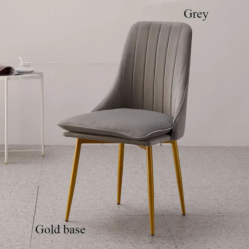 Gold base Grey Современный минималистичный спонж бархатный стул для ресторанной мебели ресторан современный Pu китайский железный стул деревянный кухонный обеденный стул отдых - Цвет: Gold base Grey