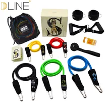 DLINE 11Pcs / Set 필라테스 튜빙 저항 밴드 세트 익스텐더 운동 튜브 실용 강도 크로스 피트 피트니스 장비