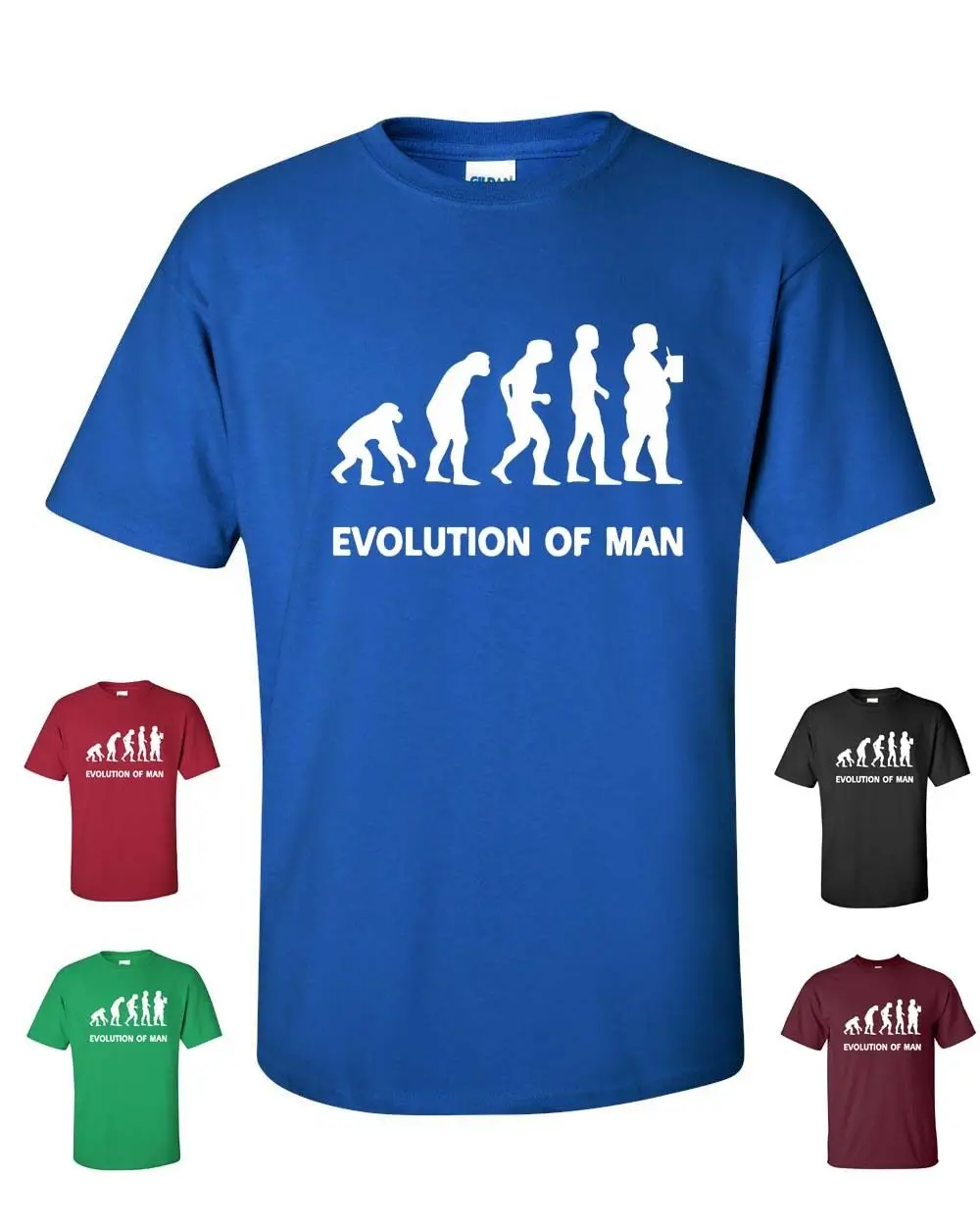 Evolution Of Man Fat Guy Beer Drinking Funny College Men's Tee Shirt Gift Print T-shirt Hip Hop NEW ARRIVAL tees | Мужская одежда