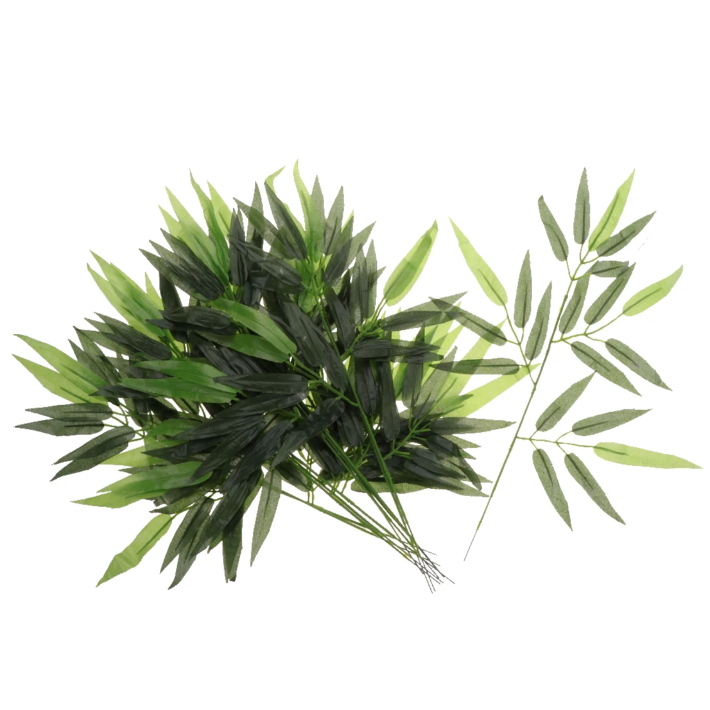 12pcs Artificial Bamboo Plant Ivy Bush Decorative Plastic Plant & Foliage for Home Garden Decor Office Shop Ornament - 23'