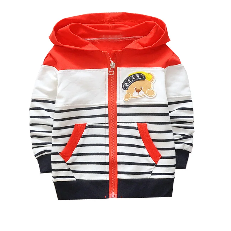 Casual Autumn Kids Children Long Sleeve Striped Boys Hoody Hooded