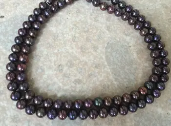 

single strands 9-10mm tahitian round black red pearl necklace 38inch925 silver