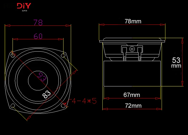 HIFIDIY LIVE Hi-Fi 3 дюймов 78 мм полный частотный динамик блок 4OHM 20 Вт высокое альт бас громкоговоритель B3-78S