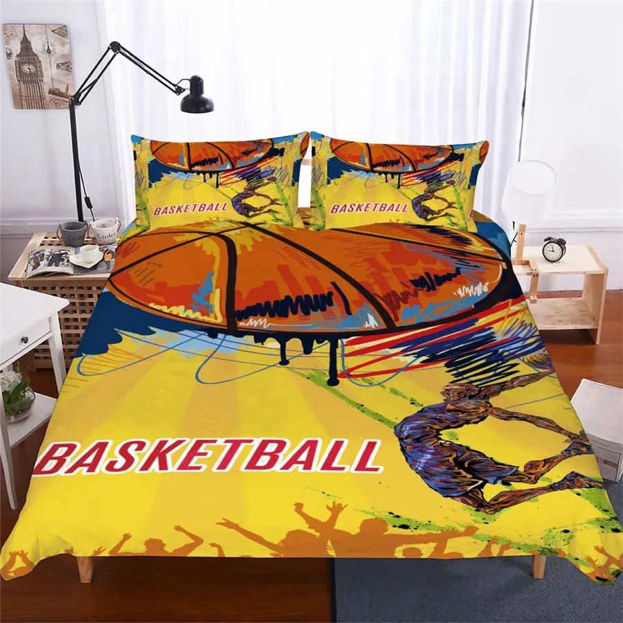 HELENGILI 3D комплект постельного белья принт баскетбольного мяча пододеяльник набор реалистичное постельное белье с наволочкой набор домашнего текстиля#2-02