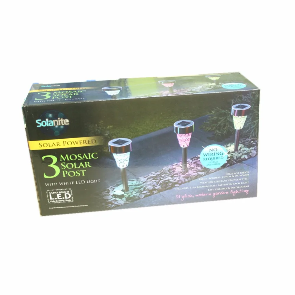 Chiclits 3pcslot  LED Solar Lawn Lamp Outdoor Garden Decoration lights Lawn Path LED Glass Mosaic Lights Blue Orange Purple (10)