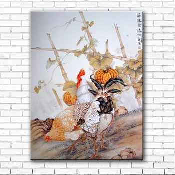 

Chinese style chicken pumpkin landscape canvas printings oil painting printed on canvas home wall art decoration picture