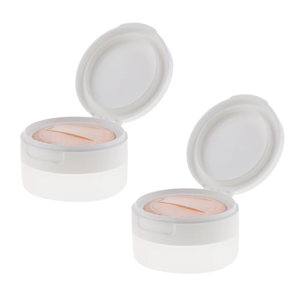 2Pcs Pro Empty Loose Powder Bottle ,Makeup Container Screw Lid Jar with Sifter & Puff For Adults/Baby