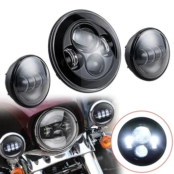 

1 Set for Harley moto 7" Round H4 Hi/Low Beam LED Headlamp with 4-1/2" Passing Lamps 4.5" Led Fog Light for Harley Davidson