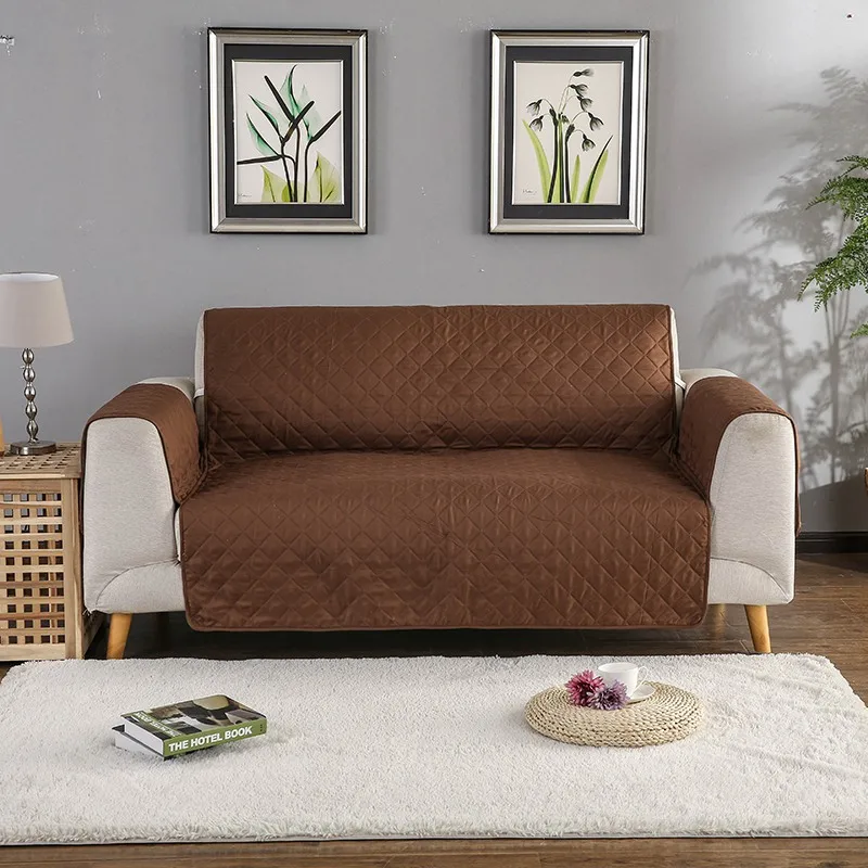 Водонепроницаемый диван Чехлы для Гостиная цельное собака для детей коврик протектор мебели чехлов 1/2/3 местный - Color: Brown