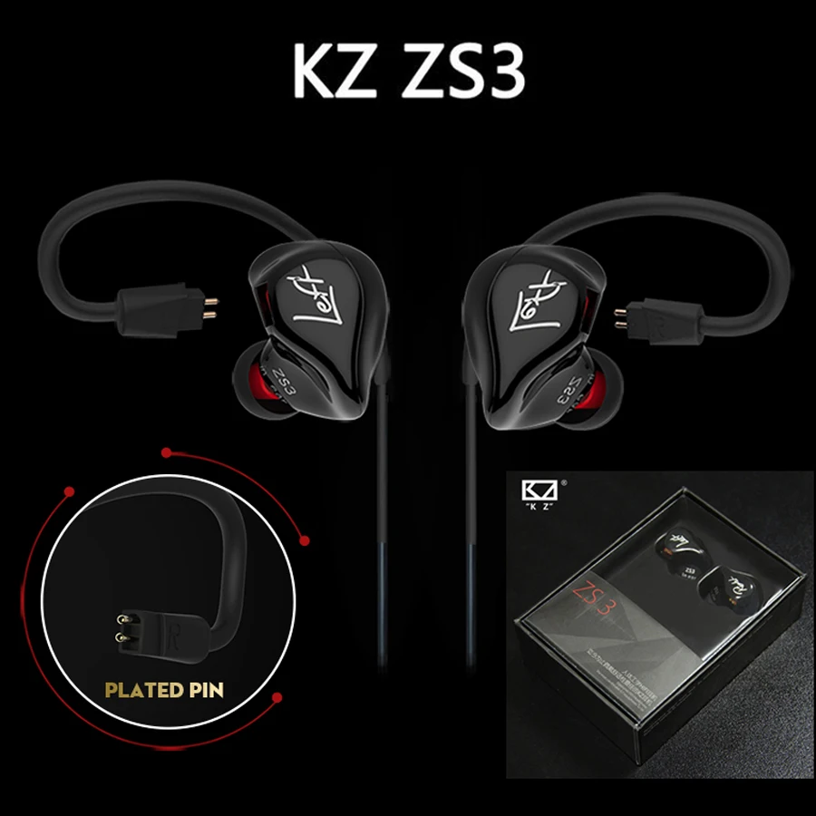 

Original KZ ZS3 In Ear Earphone Stereo Running Sport Earphone Noise Cancelling HIFI Monitor Earphone Earbuds Detachable Cable