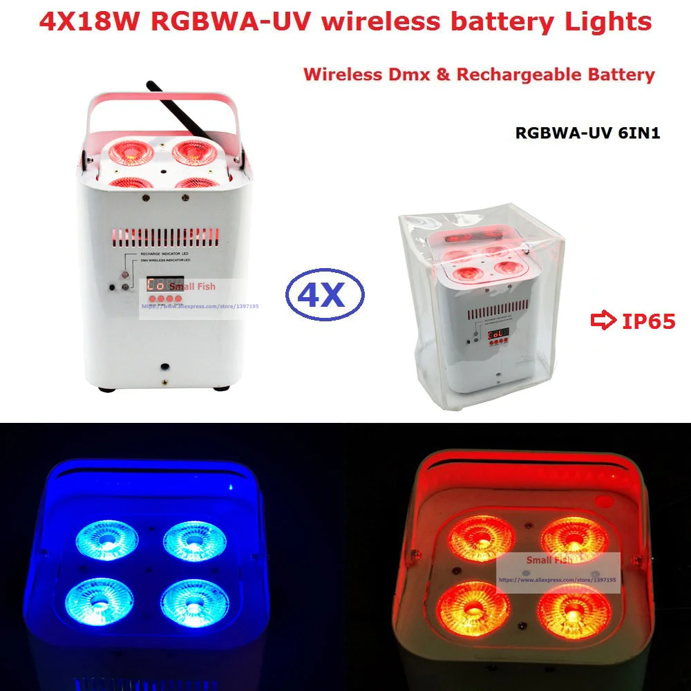 Прямая продажа с фабрики предлагают 4 блока ADJ дизайн Uplights DMX512 Батарея 4*18 Вт RGBWA-UV 6IN1 светодио дный сцены с ИК-пульт Быстрая доставка