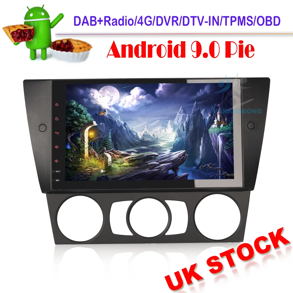 Cheap 9" Android 9.0 Autoradio DAB+ Car Stereo Radio OBD DVT-IN for BMW 3 Series E90 E91 E92 E93 GPS Sat Nav 4G+WIFI Bluetooth 0