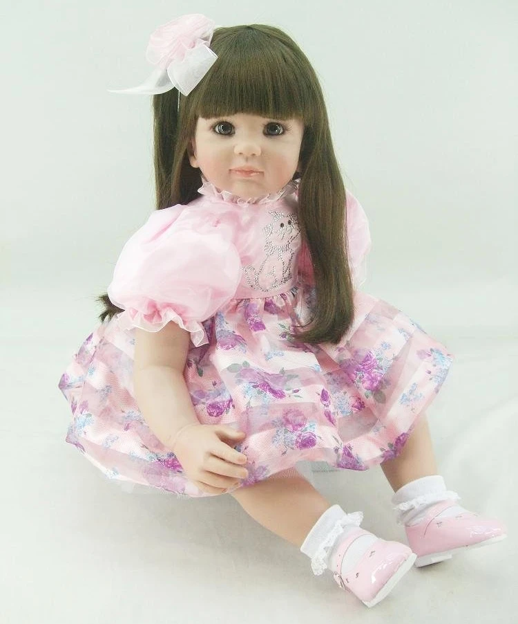 

60cm Silicone Reborn Baby Doll Toys Lifelike Sweet Princess Toddler Babies Doll Lovely Girls Alive Bebe Boneca Birthday Present