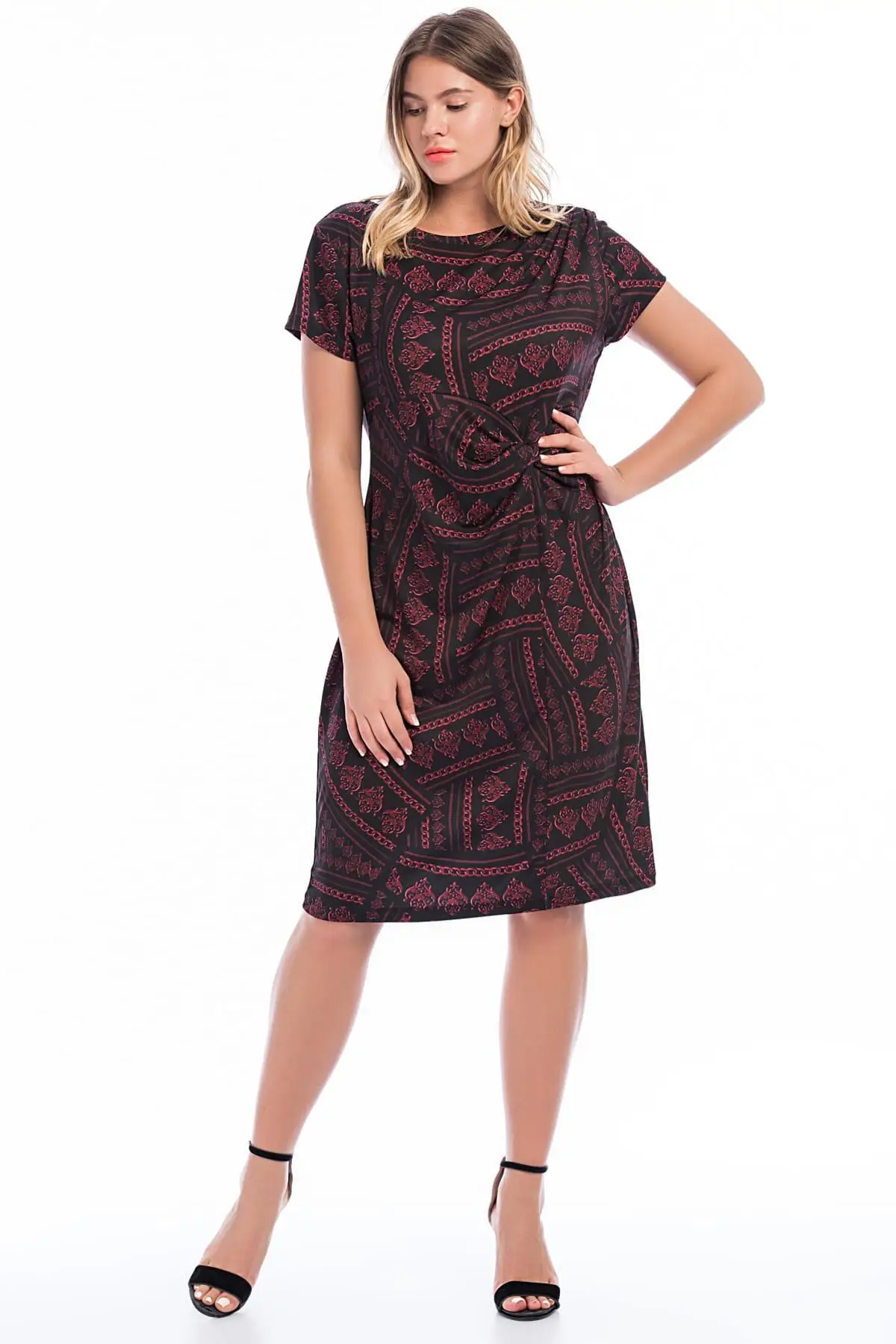 Sans Textile Women Burgundy Waist Detail Dress | Женская одежда