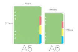 Цветные 4 листов/комплект Журнал Планировщик Индекс делителя A5/A6 спираль вкладыш ноутбук внутренний страниц binder filofax повестки дня