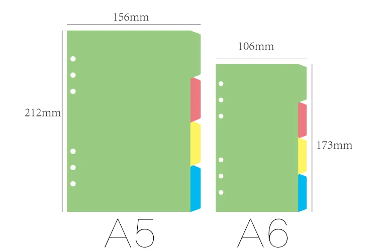 

colored 4sheets/set journal planner index divider A5/A6 spiral loose leaf notebook inner pages binder filofax agenda