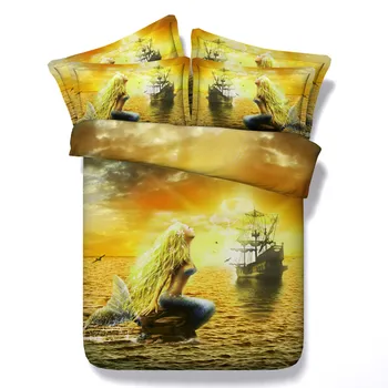 

3D Printed Beauty Mermaid Pattern Bedding Set Quilt/Duvet Cover Pillowcase Bed Sheet 3/4pcs Twin/Queen/King/Full Size Home Decor