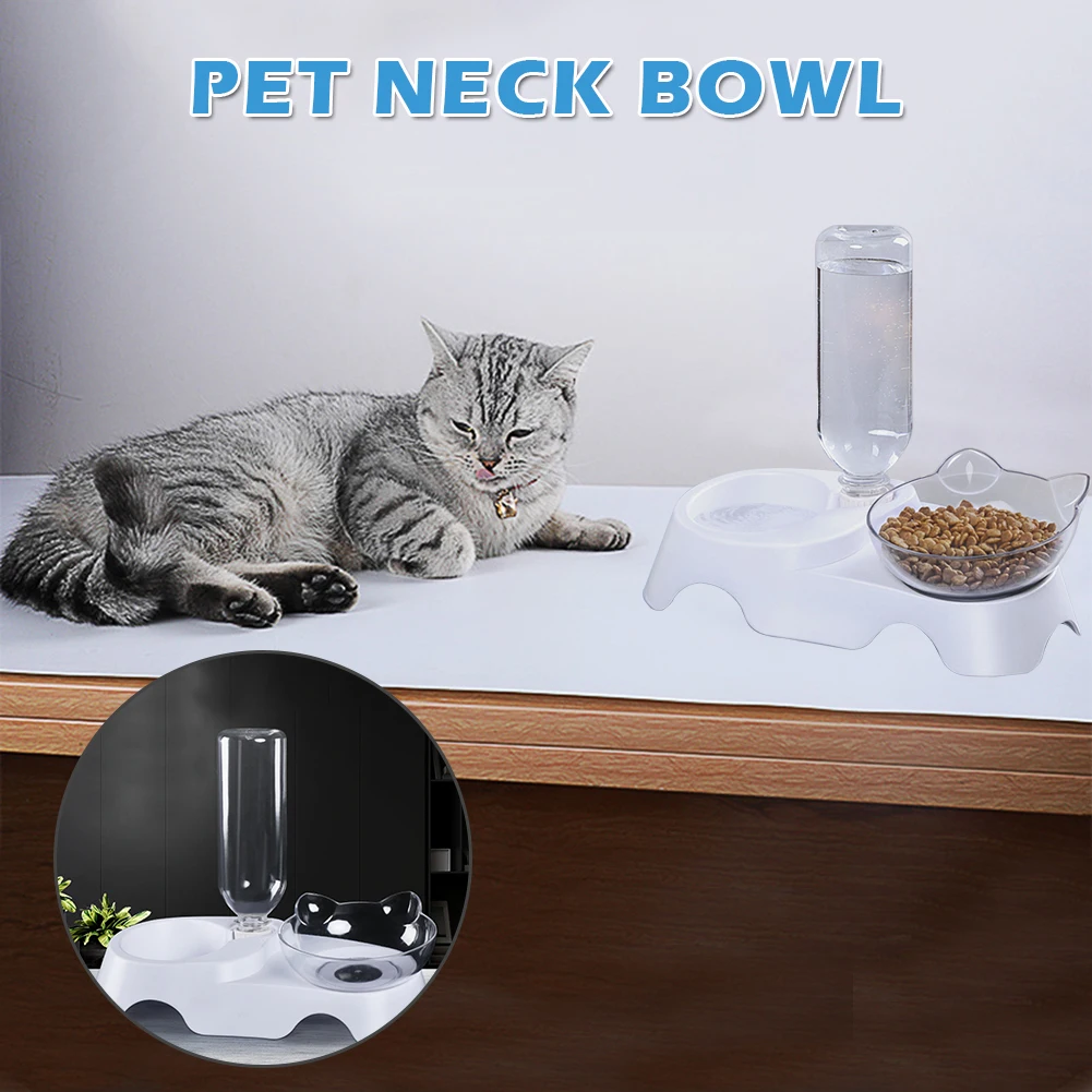 Кошачьи уши в форме кошачьей чаши косой двойной чаши питьевой фонтан герметичность шейный позвонок Защита шеи миска для домашних животных