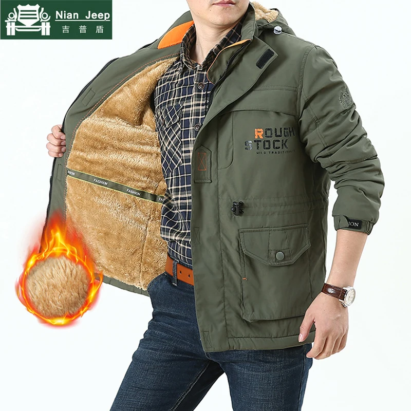 

AFS JEEP Plus Size 4XL Winter Jacket Men Military Hooded Windbreaker Wool Liner Warm Mens Coats Outerwear jaqueta masculina