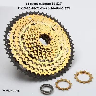 RACEWORK 11-42 11-46; 11-50 т 11-52T 10/11/12 Скорость горы mtb велосипед Кассетный Маховик совместимый для sram shimano - Цвет: 11S 52T gold