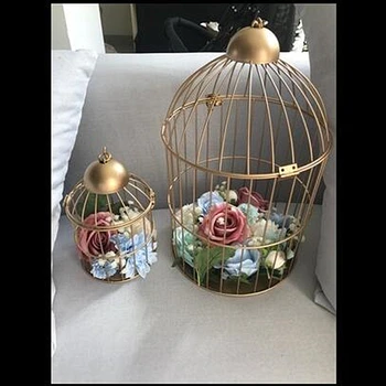 

1pcs gold Continental Iron Birdcage decorative window small cage wedding ornaments classical cages bird bed decorative flower