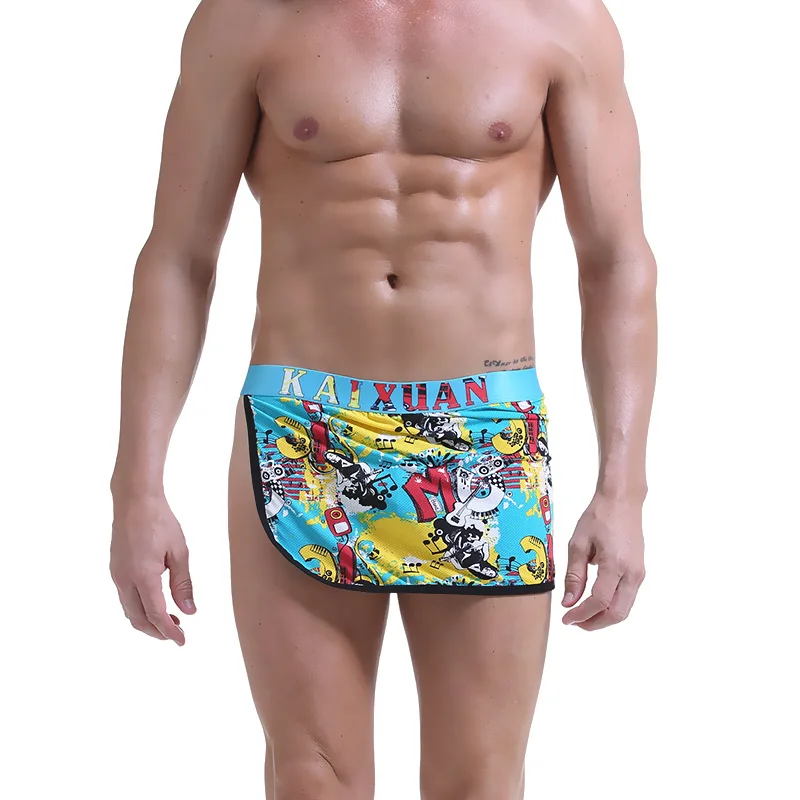 

2018 WJ brand Men's panties arrow flat pants side opening home sexy camouflage underwear boxer shorts fashion printed sexy bulge