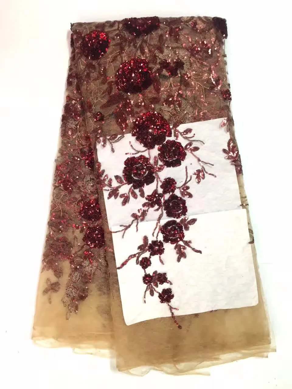 

Latest Tulle Lace Fabric 2021 High Quality Lace Material Embroidered Nigerian Wedding African Lace 5Yards ALZ-J799