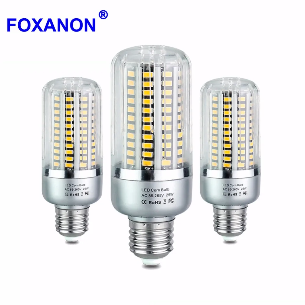 Светодиодный светильник Foxanon E27 E14 220 В 110 лампочка кукуруза 5 Вт 10 15 20 25 SMD 5736 для