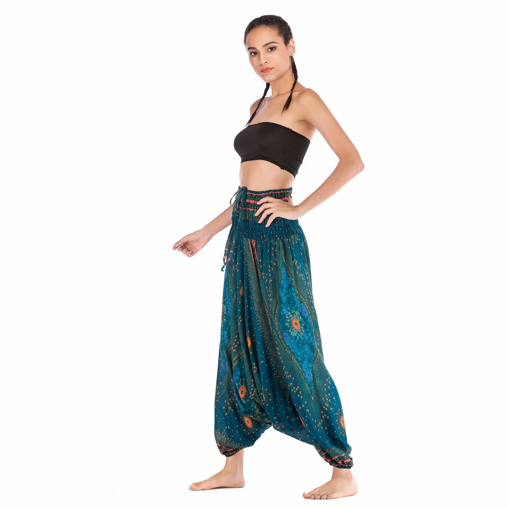 Big Peacock Eye Teal Blue jumpsuit harem pant BPEJ003 (5)