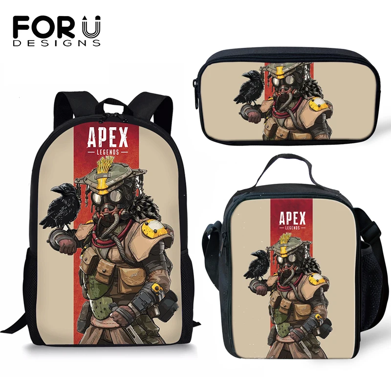 

FORUDESIGNS Apex Legends School Backpack Set for Men Girls Kid Bagpack Customized Pattern Printing Bookbag Children Mochila 2019