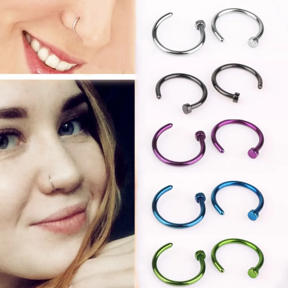 Moon Star Fake Nose Ring Hoop Septum Non No Piercing Rose Gold Steel Clip  On | eBay